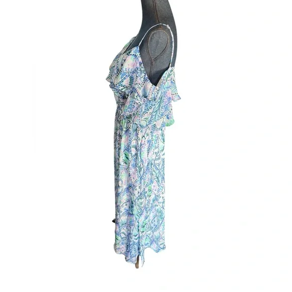 Lilly Pulitzer Zadie Maxi Dress Tails Of The Sea Purple Blue Green Size Large - Picture 7 of 13
